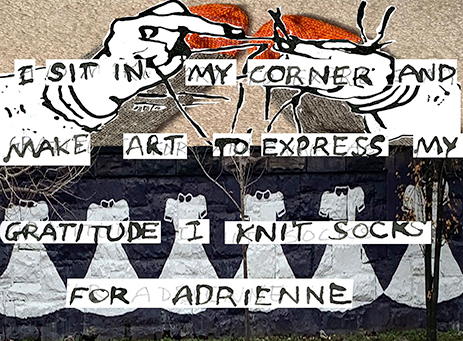 art by Nell Painter:  I Knit Socks for Adrienne